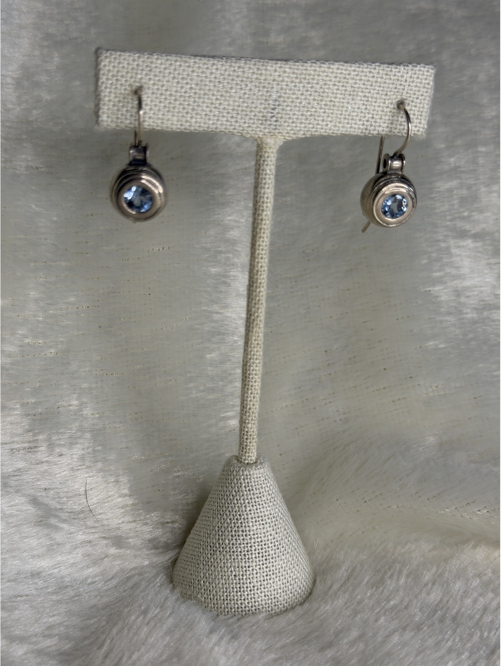 Rare Retired Silpada Blue Zircon Drop Earrings BW508 2002 Israel design
